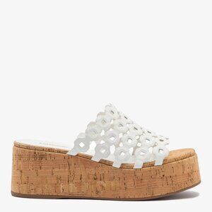 Charli Mule In White Leather Larroude